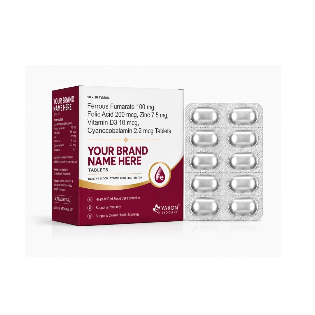 FERROUS FUMARATE 100 MG +FOLIC ACID ACI 200MCG + ZINC 7.5MG+VITAMIN D3-10MCG +CYANOCOBALAMIN TABELETS