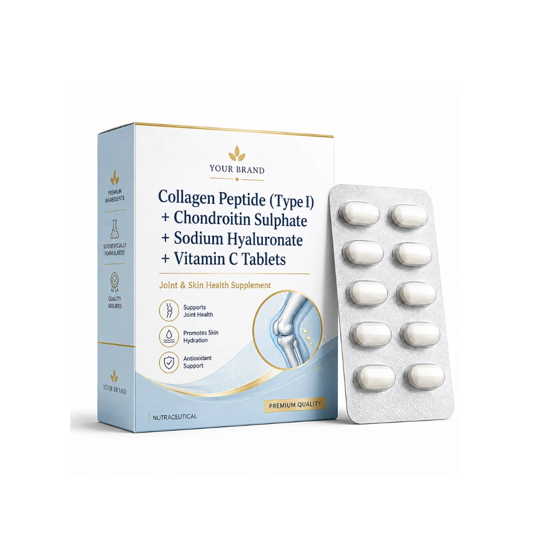 COLLAGEN PEPTIDE (TYPE I) + CHONDROITIN SULPHATE +SODIUM HYALURONATE+ VITAMIN C TABELETS
