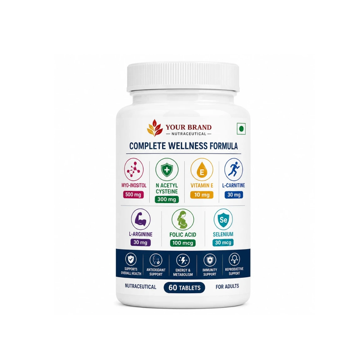 MYO-INPSITOL-500MG, N ACETYL CYSTEINE 300MG, VITAMIN E 10 MG, L-CARNITINE 30 MG, L-ARGININE 30MG, FOLIC ACID 100MCG,SELENIUM 30 MCG TABLET